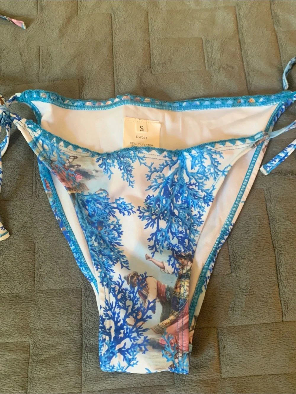 French Romantic beautiful Blue & white toile print Italian bikini set size S